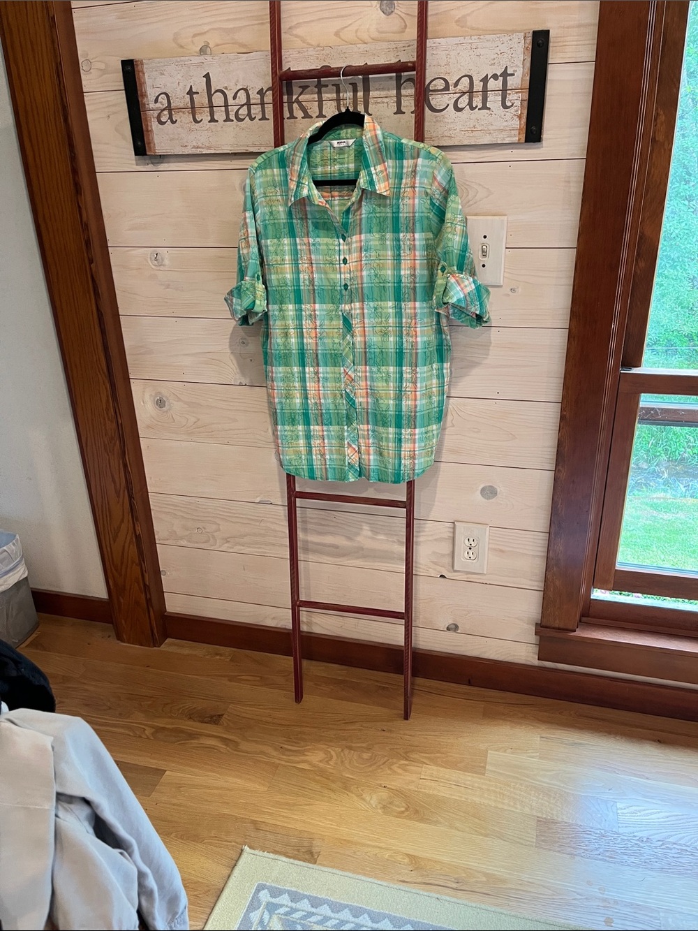 Alia Green Plaid Button-Up Blouse